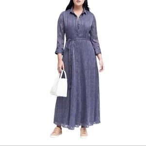 Banana Republic Herringbone Shirt Maxi Dress - Size 12 - Blue